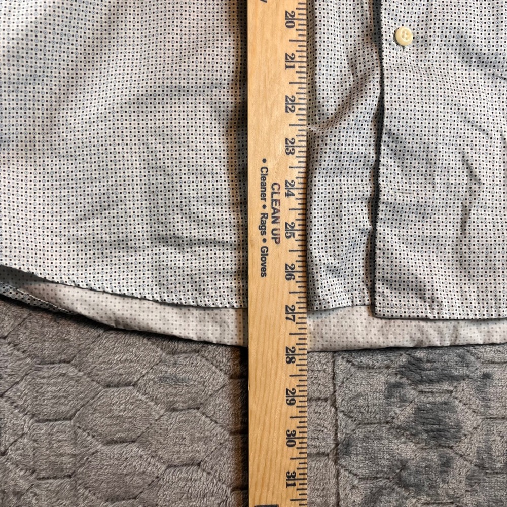 Peter Millar Mens Large Short Sleeve Button Up Shirt Geometric Print White Blue - Picture 7 of 8